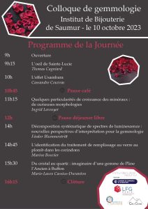 Programme Colloque de Gemmologie 2023 Programme Colloque de Gemmologie 2023